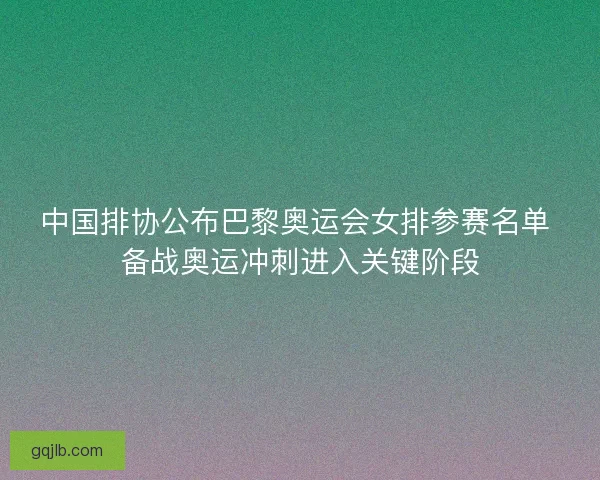 中国排协公布巴黎奥运会女排参赛名单 备战奥运冲刺进入关键阶段