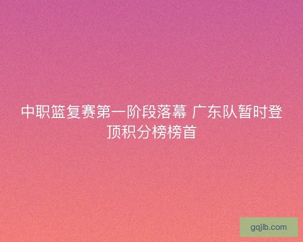 中职篮复赛第一阶段落幕 广东队暂时登顶积分榜榜首